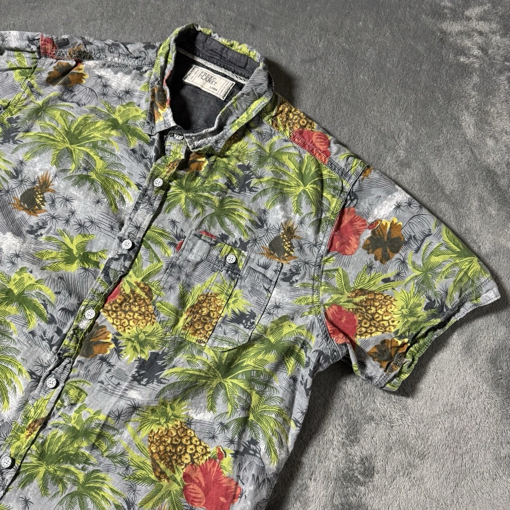 Free Planet Mens Hawiian Shirt Mens Large‎ Multicolor Palm Trees Print Vacay